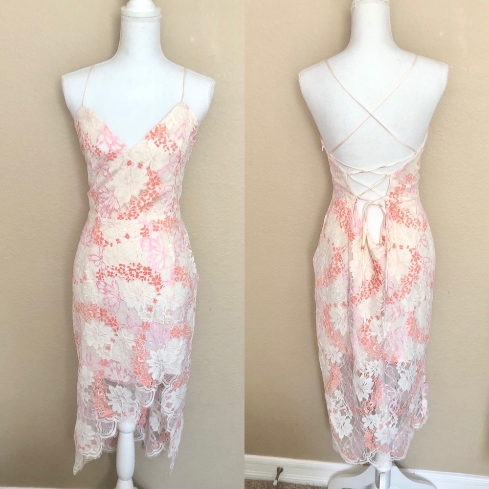 NWT Lovers + Friends SKYLIGHT DRESS lace in multi - Picture 2 of 3